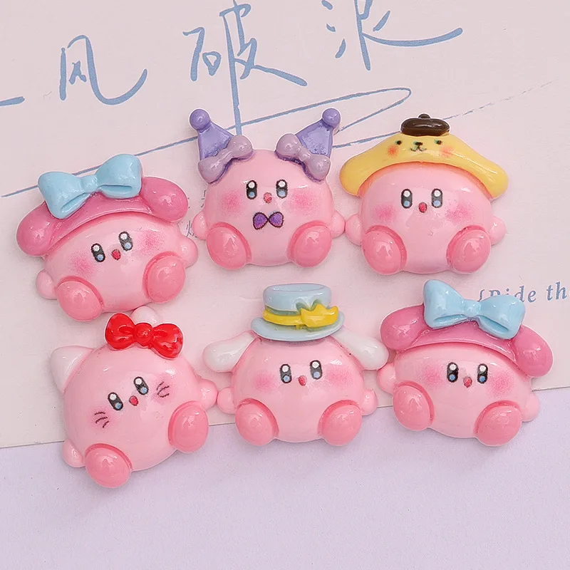 Karikatúra anime kirby 3D živice príslušenstvo ručne vyrobené puzdro pre domácich majstrov roztomilé poklesy hlavy chladnička s prívesok
