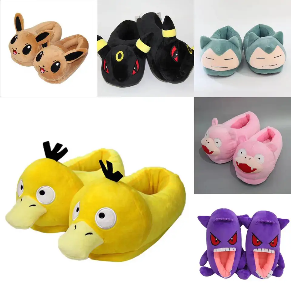 Karikatúra anime pokémon Snorlax eevee pikachu gengar zimný dom teplé topánky pár roztomilé unisex bavlnené papuče