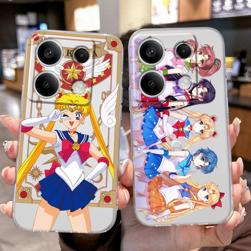 Karikatúra Anime Sailors Moons Rabbit Girls Cute Cat pre Xiaomi Redmi Poznámka 13 PRO 4G 5G PASE