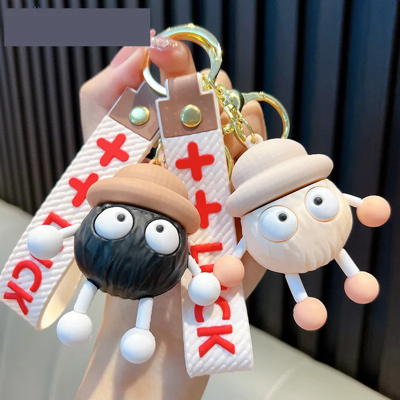 Karikatúra anime Spirited Away Uhoal Ball Elf Keychain Roztomilý a vtipný bez tváre Mužský prívesok Kreatívny muž a ženské prstene Keychain