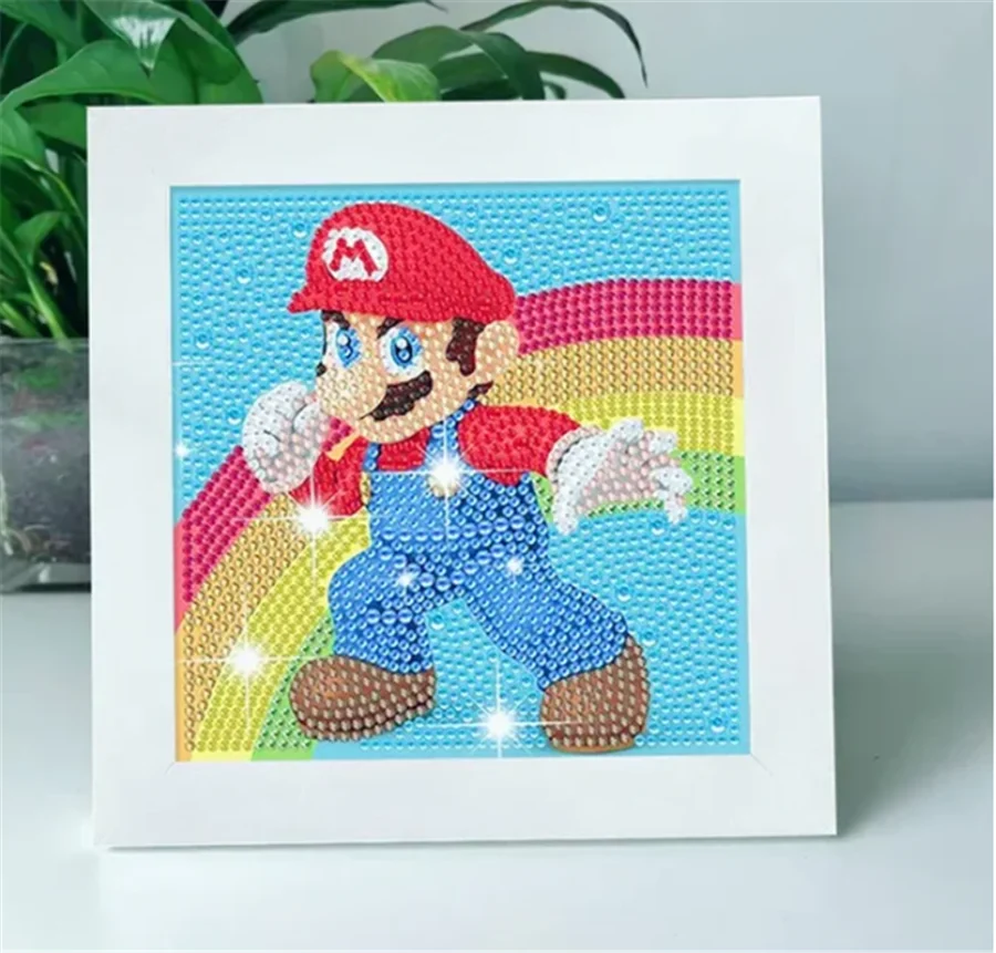 Karikatúra anime super mario diamant maľba podľa číselných súprav Mario 5D Diamond Art Diamond Stickers hračky hračky pre deti narodeniny darčeky