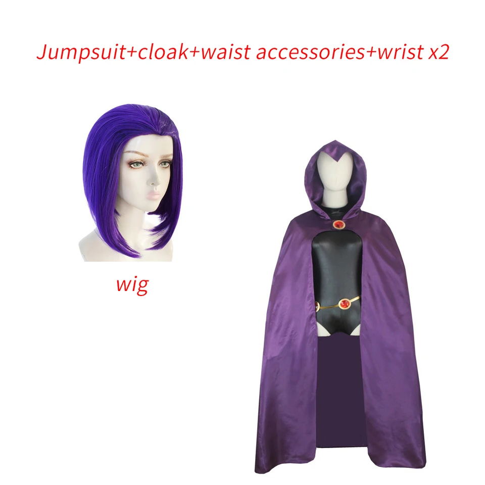 Karikatúra anime Teen Titans Raven Cosplay kostýmy sexy žien Sexy ženy Skúsenosti Cloak Belt Set Halloween Party Cosplays Clothing Suits