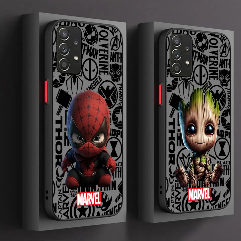 Karikatúra Baby Spiderman Groot Deadpool puzdro pre Samsung Galaxy A73 A72 A71 A53 A52 A52S A51 A42 A33 A32 A31 A23 A22 A22 A14 A14 A14