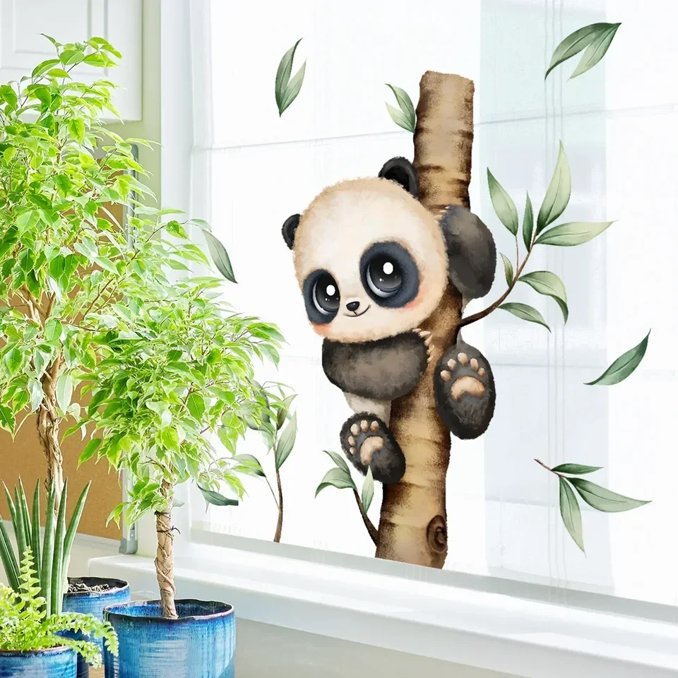 Karikatúra bambus Panda zrkadlové nálepky pre okennú dekoráciu detská izba dekorácia domáci dekorácia kúpeľňa dekorácie doplnky
