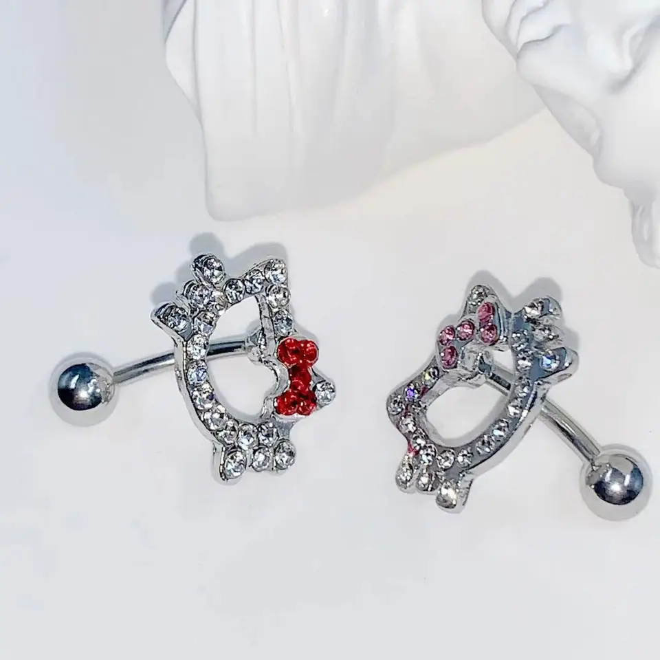 Karikatúra Bellybutton Nail Kawaii Hellokittys Cute Anime Party Low Allergy Metal Sexy pikantné dievča Klasické jednoduché bellybuttonové nechty