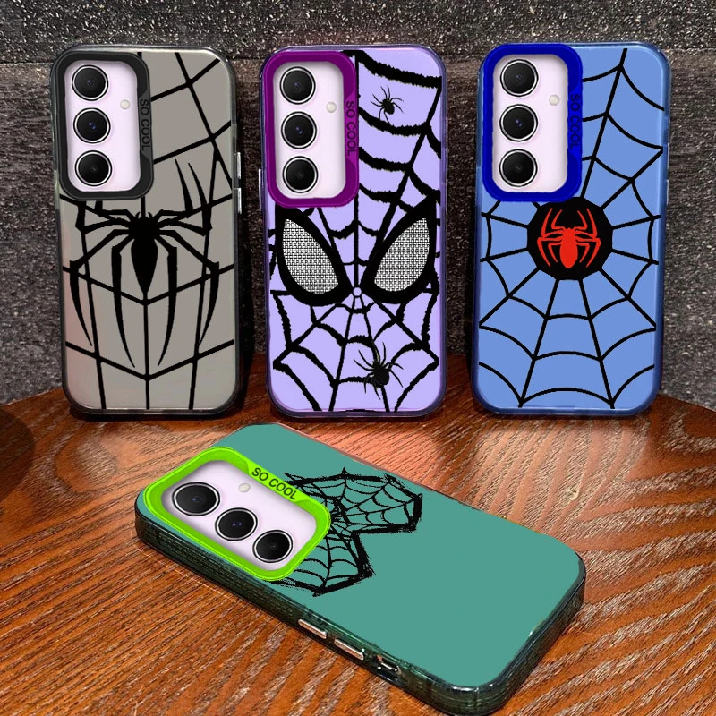 Karikatúra Black Spider Web Pase pre Samsung Galaxy A55 A16 A54 A14 A24 A34 A13 A15 A25 A35 SOCKOPPROUT TLAČOVÝ SILIKON SILIKONOVÝ KRYT