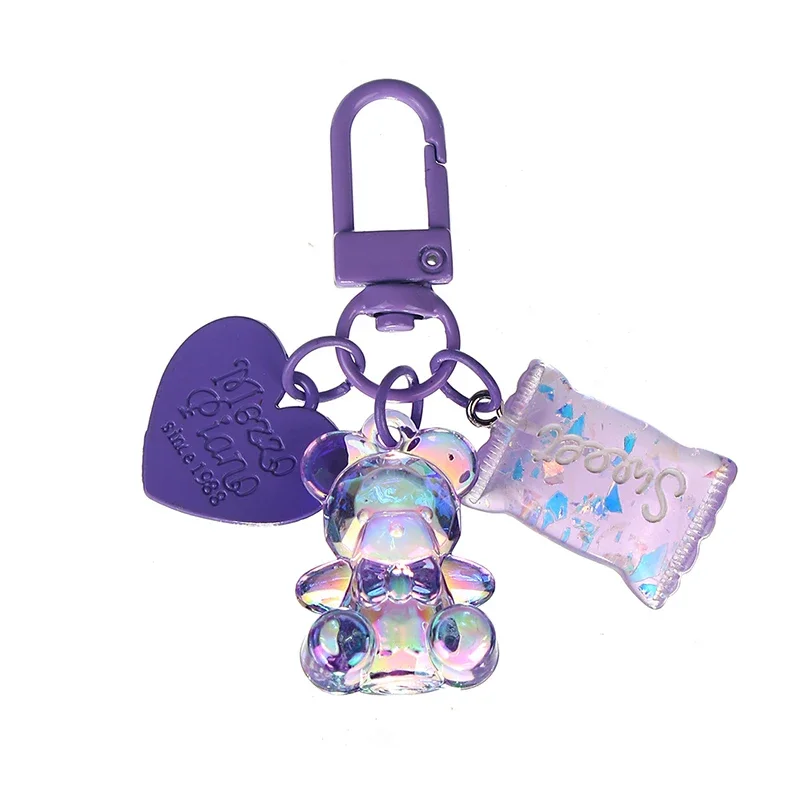 Karikatúra bling srdiečko Bear Animal Candy Keychain Key prsteň pre milovníkov priateľov roztomilý kreatívny taška na autá slúchadlá