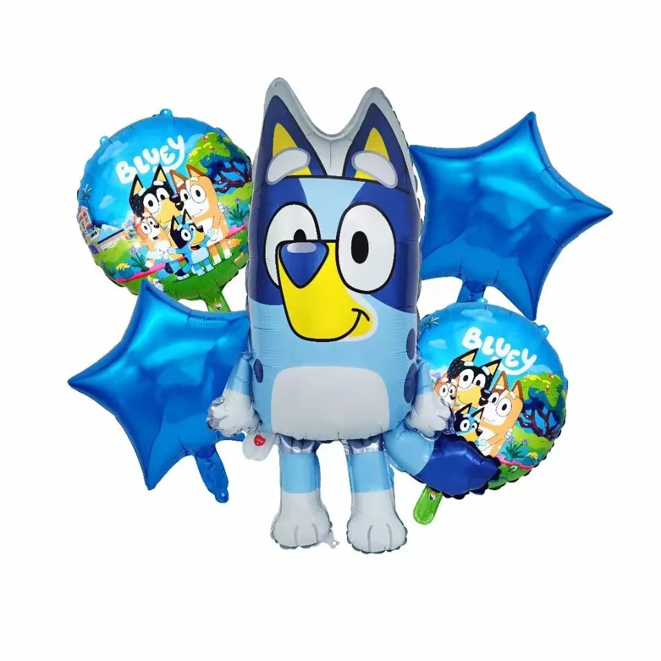 Karikatúra Bluey Tvar rodiny plávajúce hliníkový film Balón narodeniny set party dekorácie pozadie rekvizity Bluey balón set