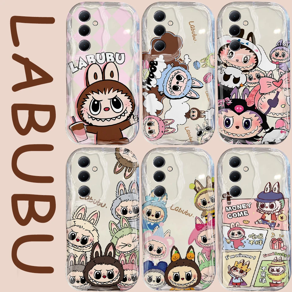 Karikatúra Brown LaBubu 3D Wave puzdro pre Samsung A73 A72 A71 A55 A54 A53 A35 A34 A33 A25 A24 A23 A15 A14 A13 A05 A05 A04 4G 5G Cover Cover Cover