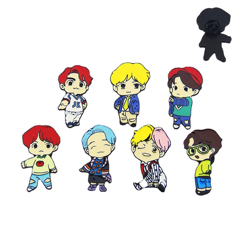 Karikatúra brošní KPOP Boy ENAMEL PINS Jung-kook v Bangtan postavy skupiny klopa odznaky šperky darček pre ženy priateľky