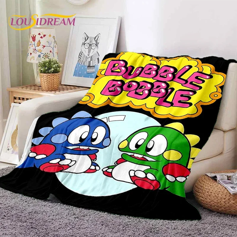 Karikatúra Bubble Bobble Puzzle Bobble retro hra Soft flanel prikrývka pre postele spálne pohovka piknik, hodte prikrývku vonku voľný čas vonku