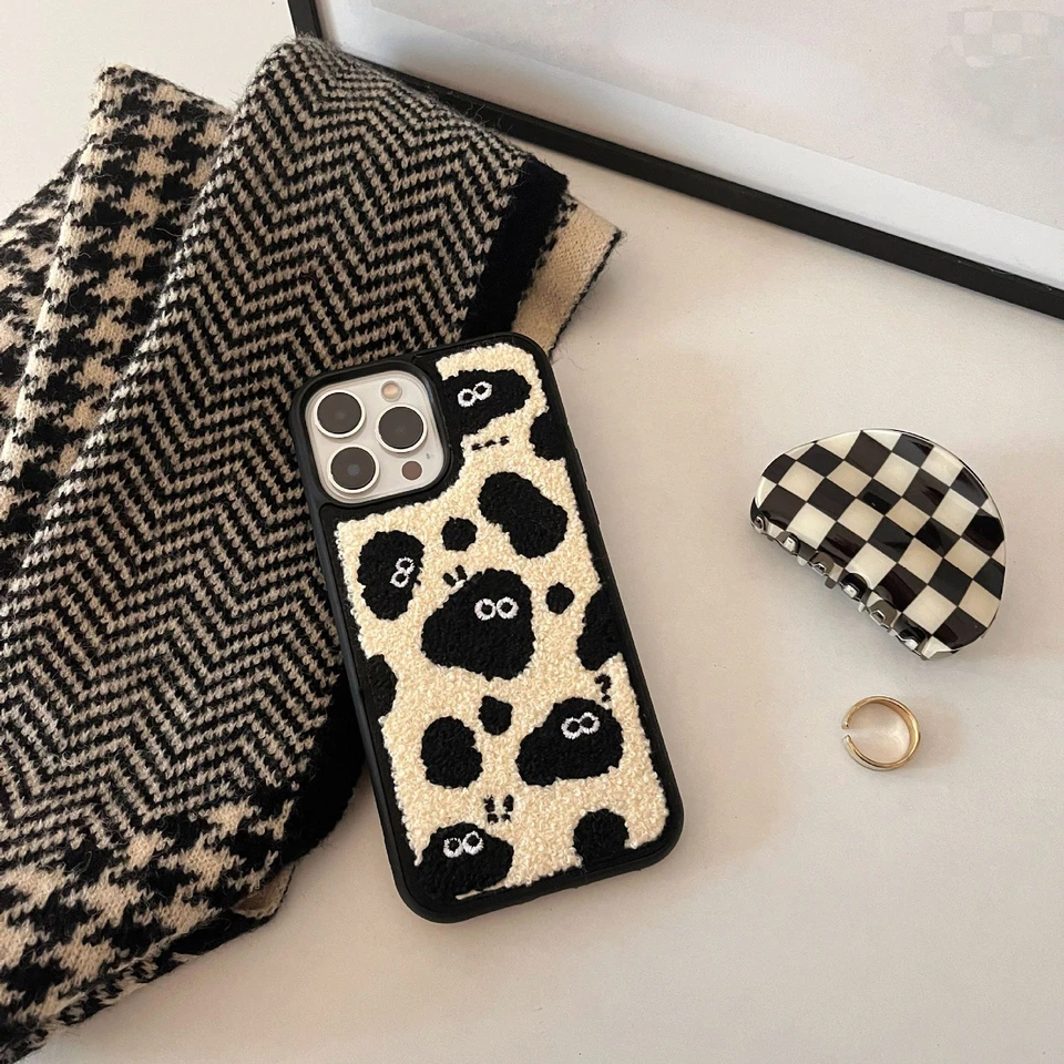 Karikatúra Coal Ball Elf Plyšový puzdro pre iPhone15 14 12 13 11 Pro Promax Plus x XR XR XSMAX Shockproof Cover zimný telefón