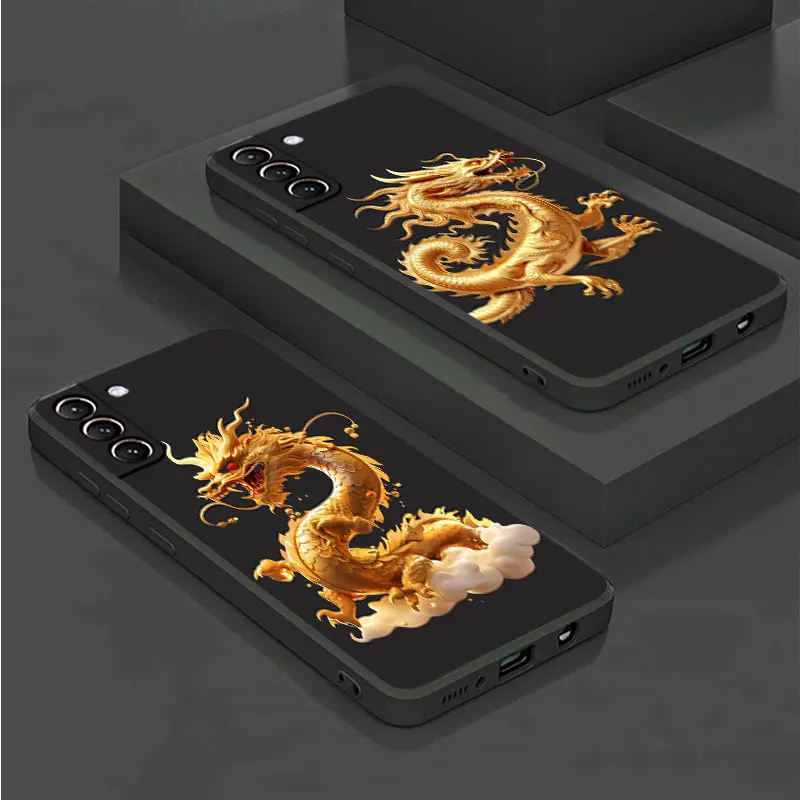 Karikatúra Cool Golden Dragon Telefon Pase pre Samsung Galaxy S21 S23 Ultra Fe Case S20 S24 S10Plus S9 S21 Funda Antiscratch Cover