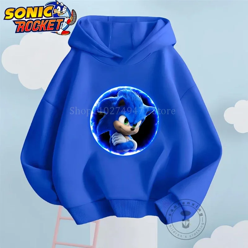Karikatúra Detská mikina Sonics Casy Sportswear Spring a jeseň teplé tričko s dlhým rukávom Boys Dievčatá oblečenie