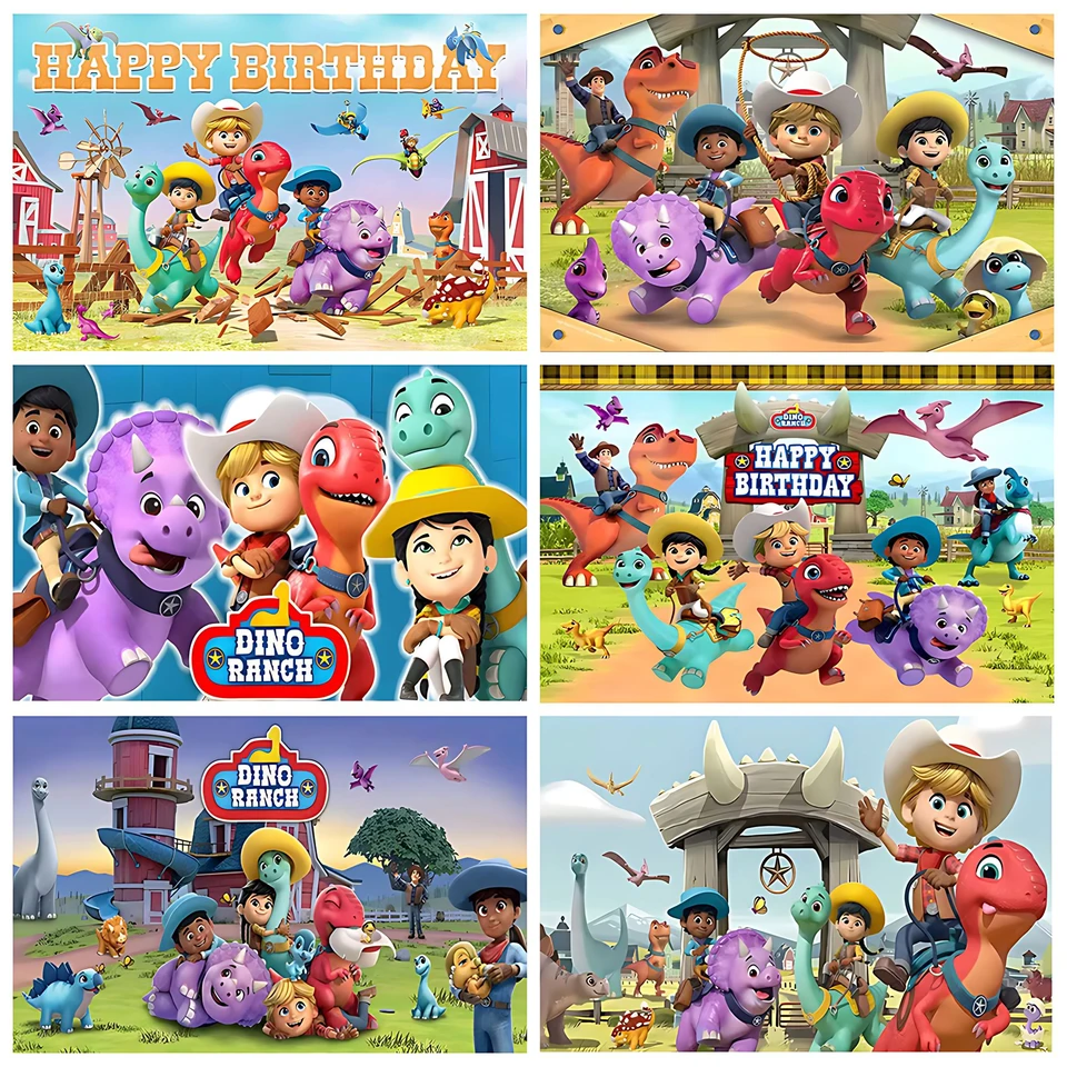 Karikatúra detský dinosaurus Téma Pozadie Dino ranč Kids narodeninová oslava dekorácia vinyl banner Photography rekvizity dodávky darček
