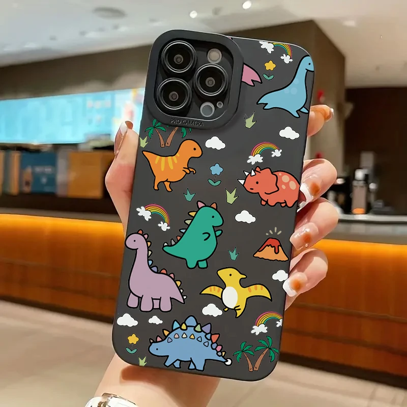 Karikatúra Dinosaurus Farebný kvetinový telefón pre Xiaomi POCO x3 x6 x5 m6 f5 f6 pro mi 14 13 12 11 LITE 5G 12T 13T 14T Pro Cover
