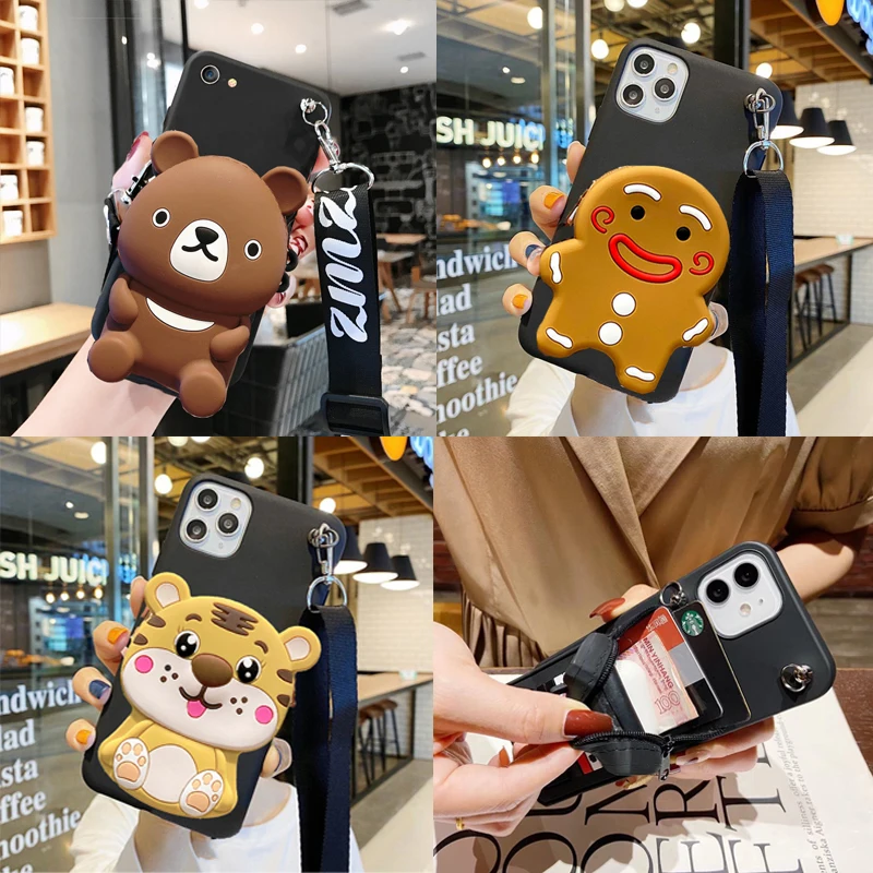 Karikatúra DIY 3D peňaženka mäkký silikónový puzdro pre OnePus Nord CE 4 3 Lite Nord 2T 3 N30 N20 SE N100 ACE 3V Cute Cat Coin Tags Shell