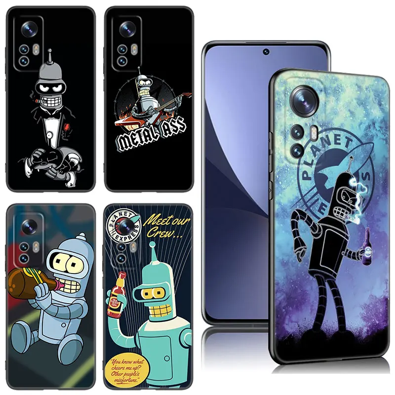Karikatúra F-Futuramas čierny silikónový puzdro pre Xiaomi Mi 9 SE 8 10T 11 12 13 Lite 9T 11T 12S 12T 13T 14 PRO 5G NE 11i 12x