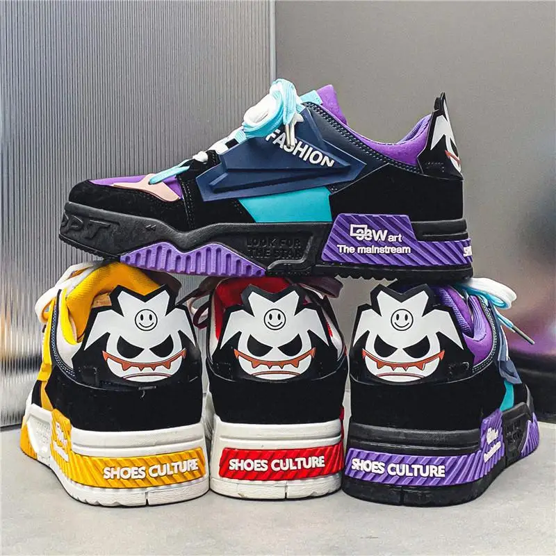 Karikatúra farieb zodpovedajúce neformálne tenisky Študent topánky Men trendy všestranné priedušné muži dosky topánky muži vulkanize topánky zapato