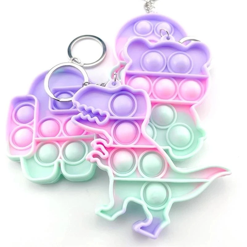 Karikatúra fidget bublina Keychain Jednoduchý jamový mini silikónový karikatúra proti stresu reliéver pre dospelých detí hračky na fidget