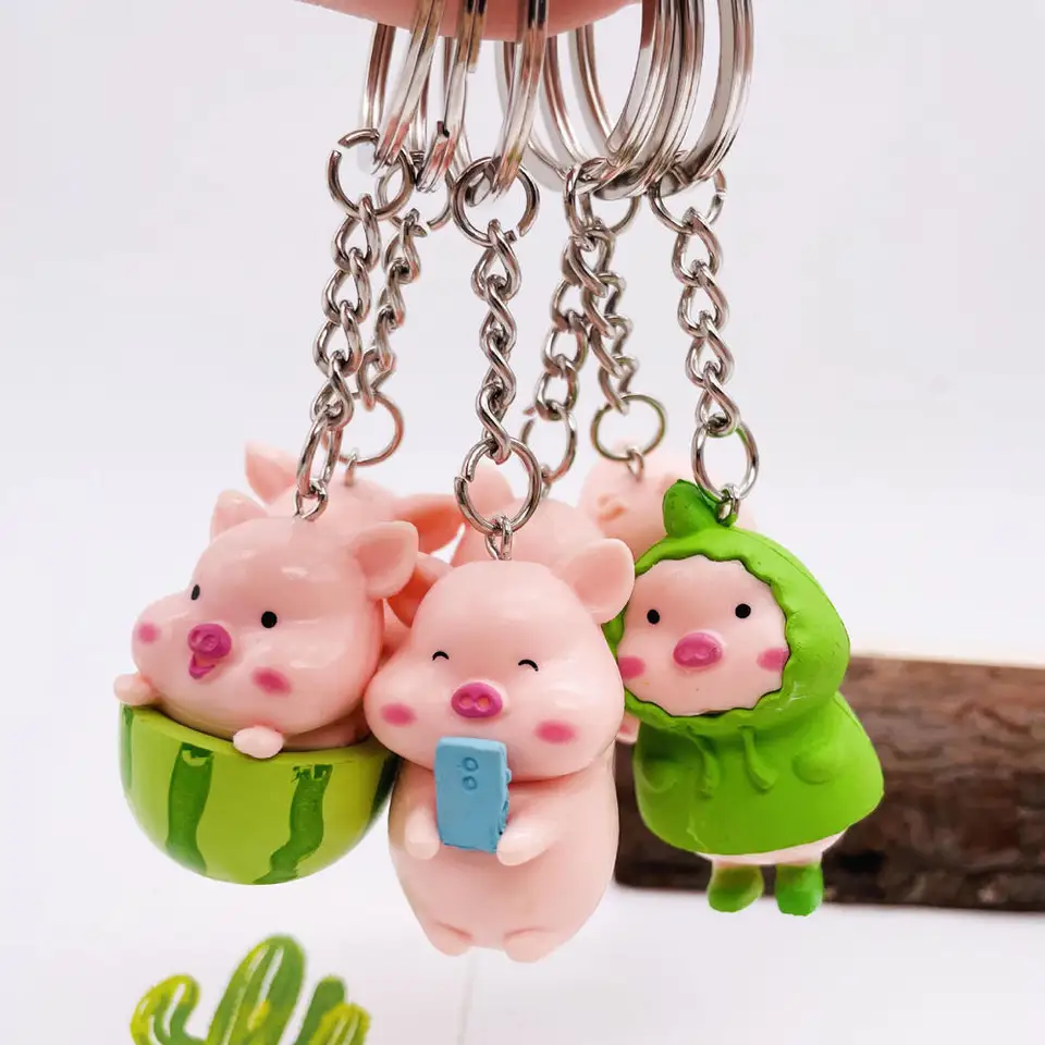 Karikatúra Flying Pig Rabbit Key Chain Cute School Batch Batoh Prívesok Keychain Keychain Detské hračky Hračky automobilov Kľúčom Kľúčový prsteň 1pc