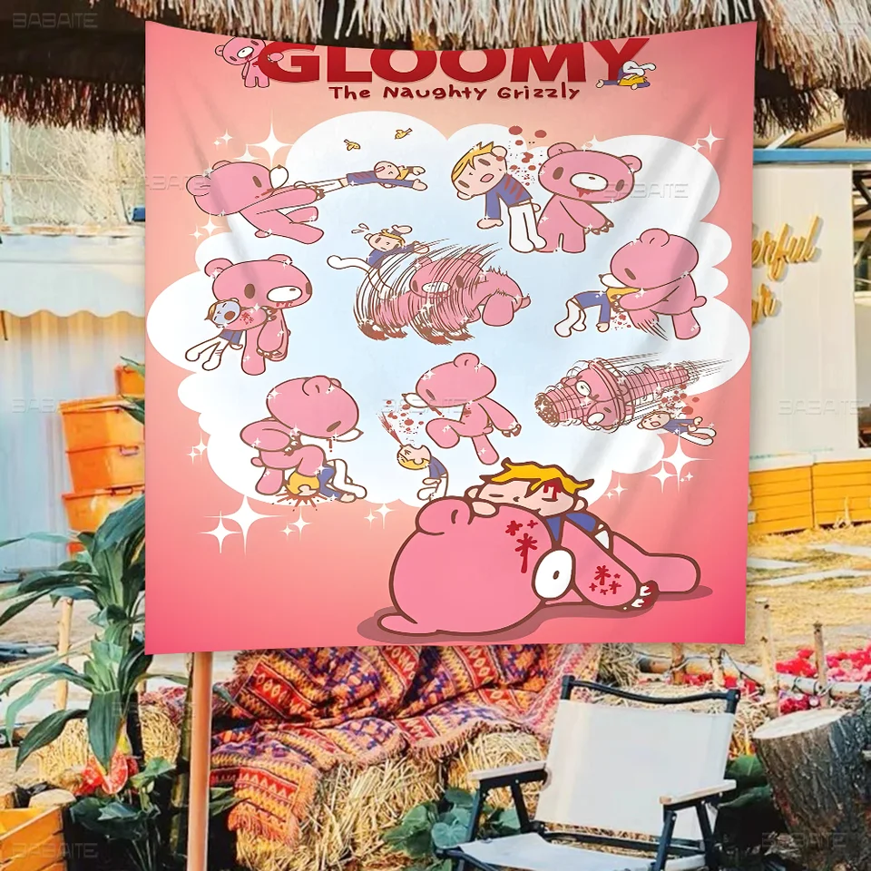 Karikatúra G-gloomy medveď anime graf vlajka pre obývaciu izbu Domov DOM DECON DETOR DOM DEOCON BANNER