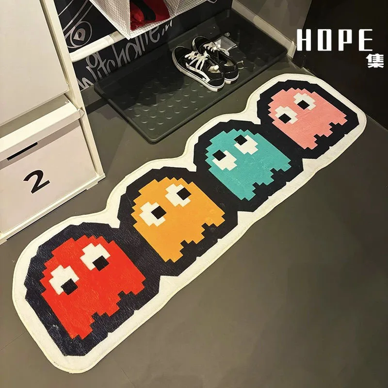 Karikatúra Game Pacmans Plys Clush Nepravidelná herná miestnosť dlhý koberec Kawaii Pacmans Lounge Sneaker Room Room Velvet koberce podlahové rohož domáce dekorácie