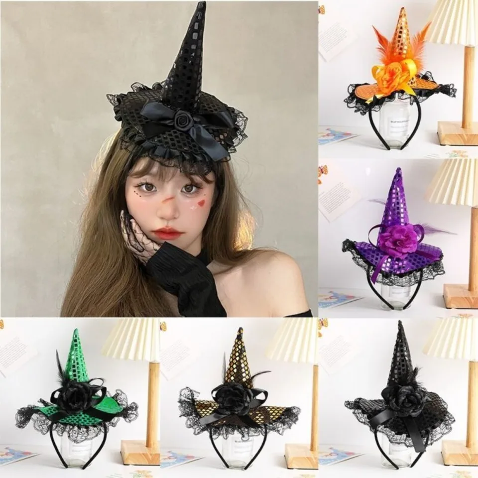 Karikatúra Halloween čarodejnícka čiapka Haop Hoop čelenka Halloween Party dekorácie