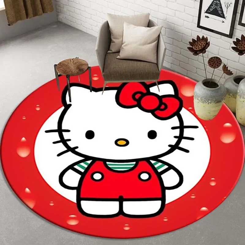Karikatúra Hello Kitty Pattern Round Carpet Detská herňa koberca koberca v obývacej izbe Spálňa bez šmyku koberce deti vianočný darček