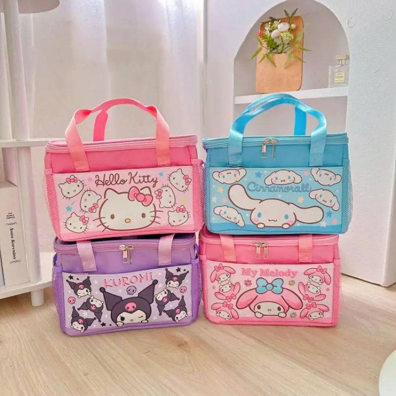 Karikatúra Hello Kitty Sanrio Lunch Box Bag Kuromi My Melody Cinnamoroll Kawaii Prenosný študent Veľká kapacita Izolovaná bento taška