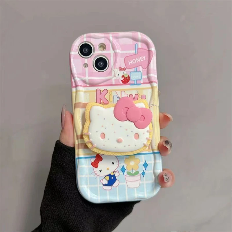 Karikatúra Hello Kitty Tok Tok Tok Držiteľ telefónu pre Samsung S24 Ultra S23 Fe S22 Plus S21 S20 A12 A22 A32 A52 A21S A31 A31