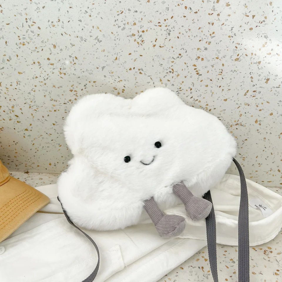 Karikatúra japonský štýl roztomilý cloud plyšový crossbody taška ins malý čerstvý oblačnosť plyšový taška na ramená dievčat narodeninové ukladanie darčekovej tašky