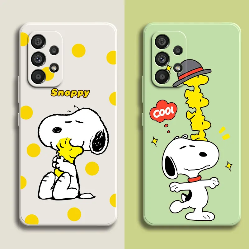 Karikatúra Kawaii Snoopy puzdro pre Samsung Galaxy A14 A33 A34 A53 A54 A13 A12 A23 A24 A22 A32 A50 A51 A52S A70 A71 A71 A72 A73 A04S A04E