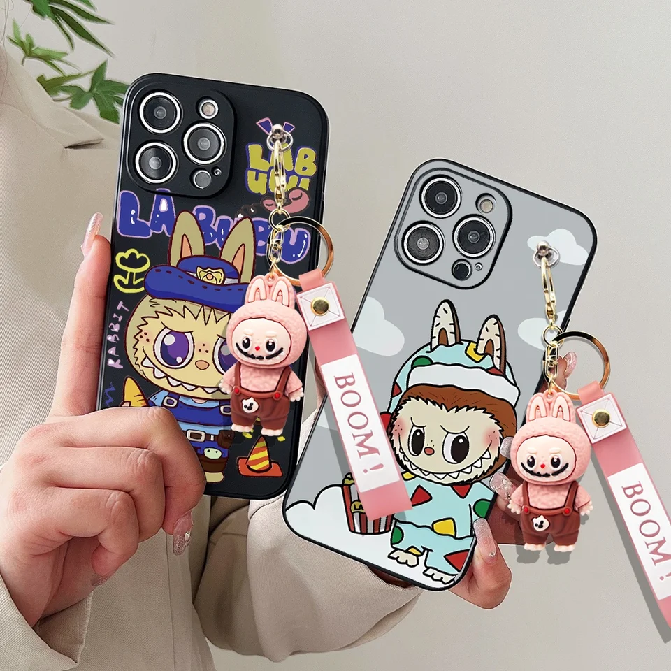 Karikatúra Keychain Toy LaBubu Telefón Puzdro vhodné pre Samsung Galaxy S7 S8 S9 S11 S11 S6 Edge Plus Lite Note 8 9 10 Pro Plus
