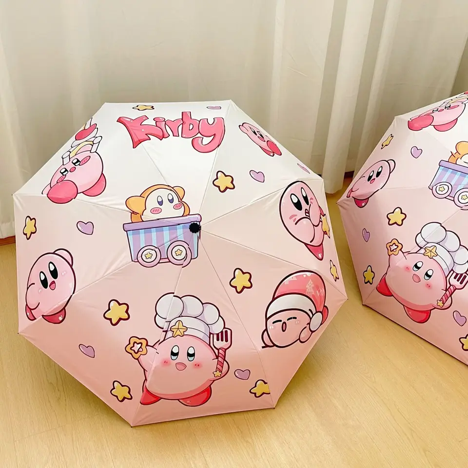 Karikatúra Kirby skladací dáždnik anime Sunumbrella kawaii Windproof Plne automatické slnečné uv ochranu proti dažďom dážďov