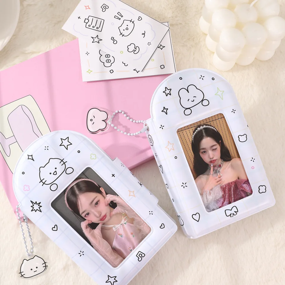 Karikatúra králika Photocard Držiteľ roztomilý mačka 3 palcový fotoalbum 28 slotov Kórejské idol malé karty Zhromažďovať knižné karty