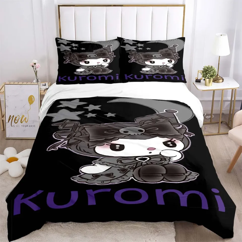 Karikatúra Kuromis Pattern Quilt Cover Cover vankúš Dvoj alebo tri kusové obliečky na obliečky na obliečkach