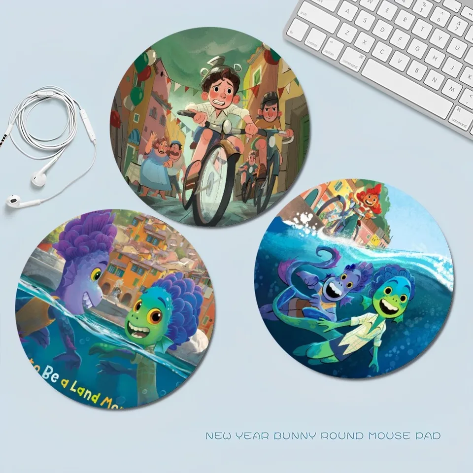 Karikatúra L-Lucas DIY Round Desktop Desk Mat Kawaii Herné doplnky Študenti Padá podložka myši pre počítač