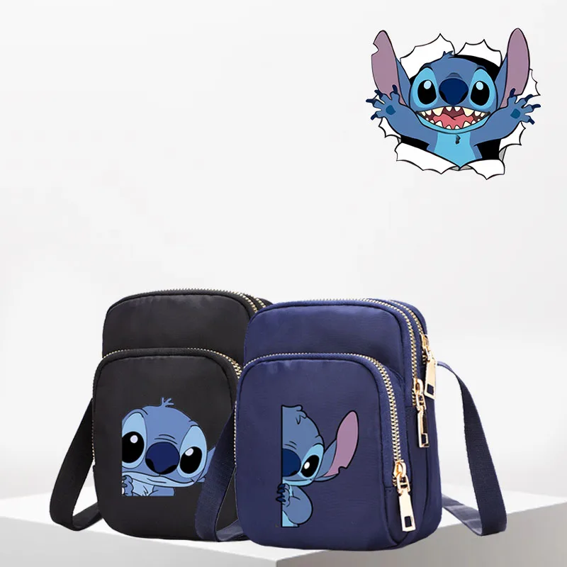 Karikatúra Lilo Stitch Dámska taška na zips Crossbody tašky Mobilný telefón Ženská dámska kabelka zápästie Dámske vrecká na cestovné puzdro
