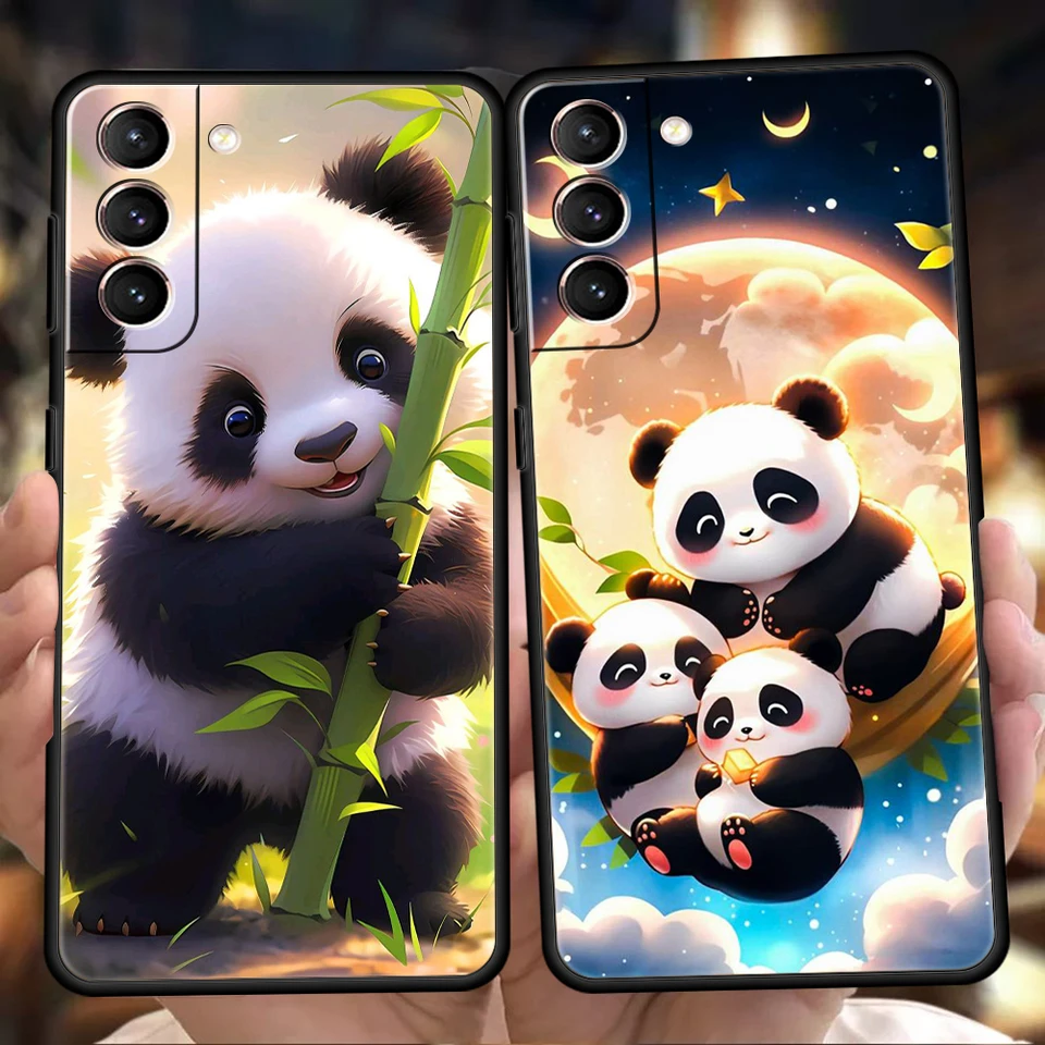 Karikatúra Lovely Panda Puzdro pre Samsung Galaxy S24 S23 S22 S20 S21 Fe Ultra S10 S10E S9 S8 Plus 5G Silikónový nárazový kryt