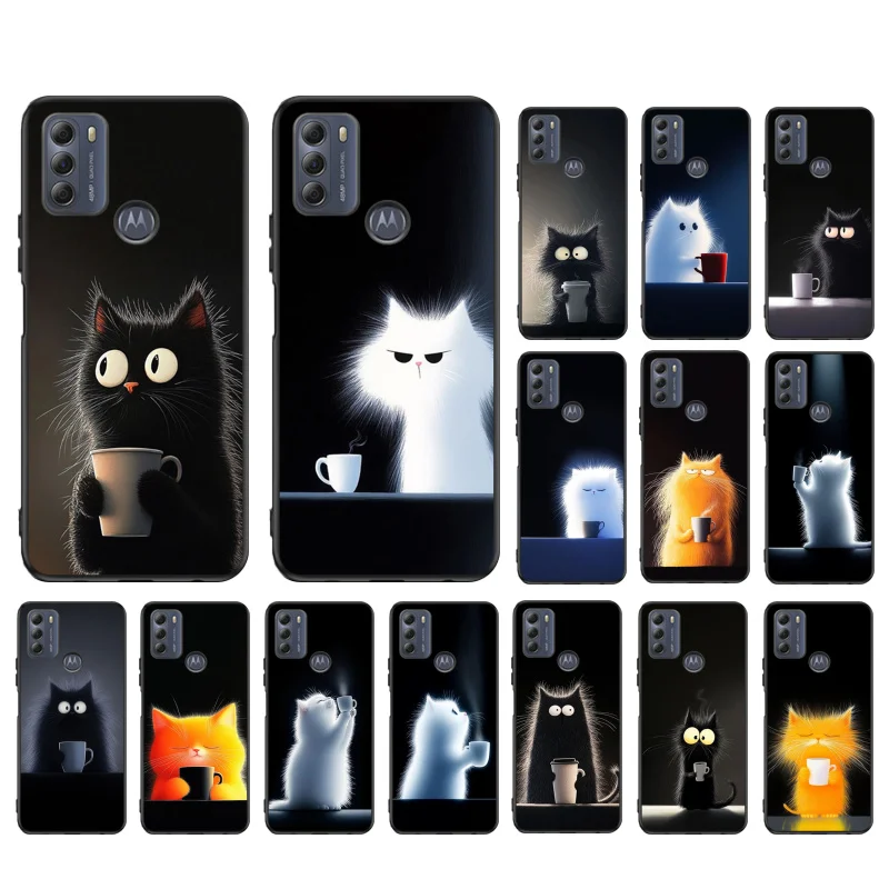 Karikatúra mačka s puzdrom na hrnček pre telefón pre Motorola Edge 50 40 Pro 50 40 30 Ultra Neo Fusion Moto G Play g Stylus g Power g 5g