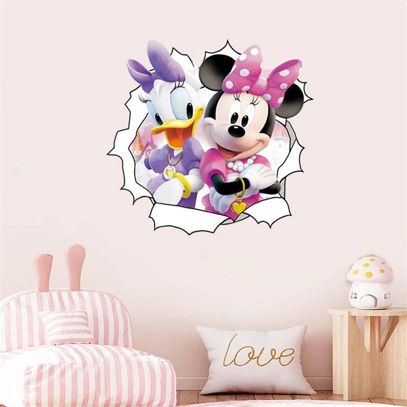 Karikatúra Mickey Minnie Donald Duck Wall Stickers for Kid's Room Materská škola zábavný park detská spálňa nástenná dekorácia