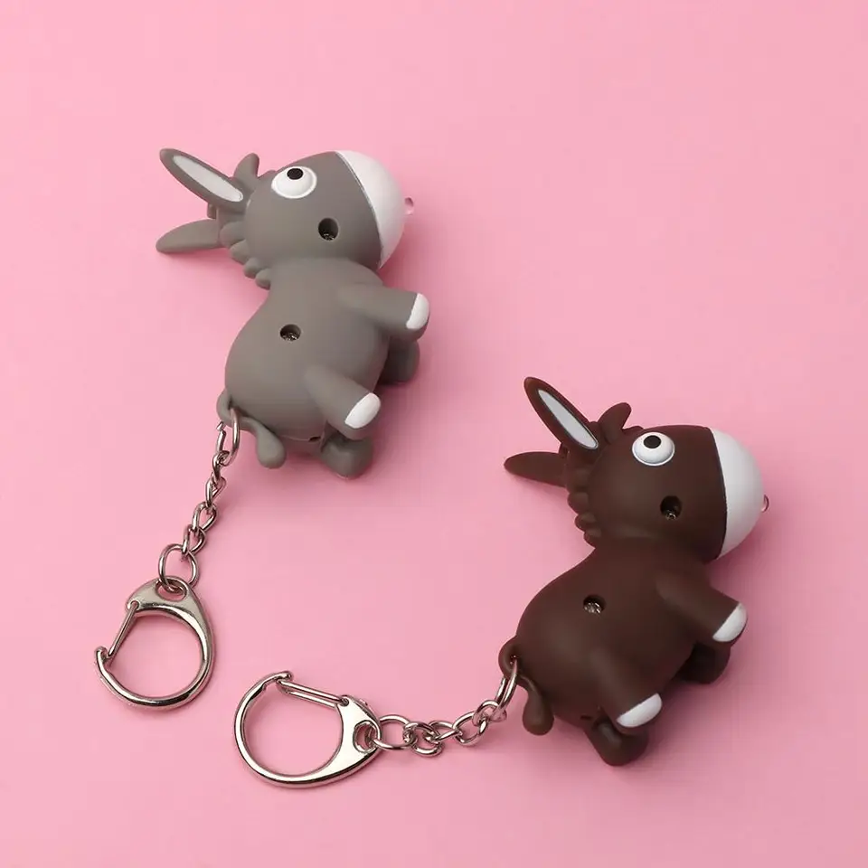 Karikatúra Mini baterka Donkey Tvar Luminous Key Ring LED LEGGLE Svetlá reťazec