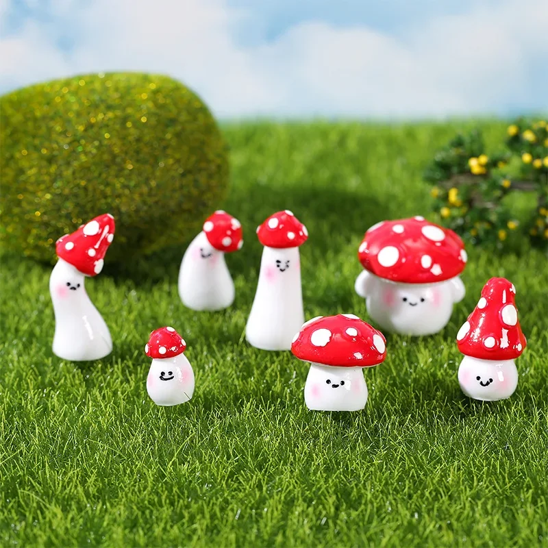 Karikatúra miniatúrne roztomilé červené huby mikro krajinné ozdoby pre domáce dekorácie Kawaii Desktop Decor Doplnky