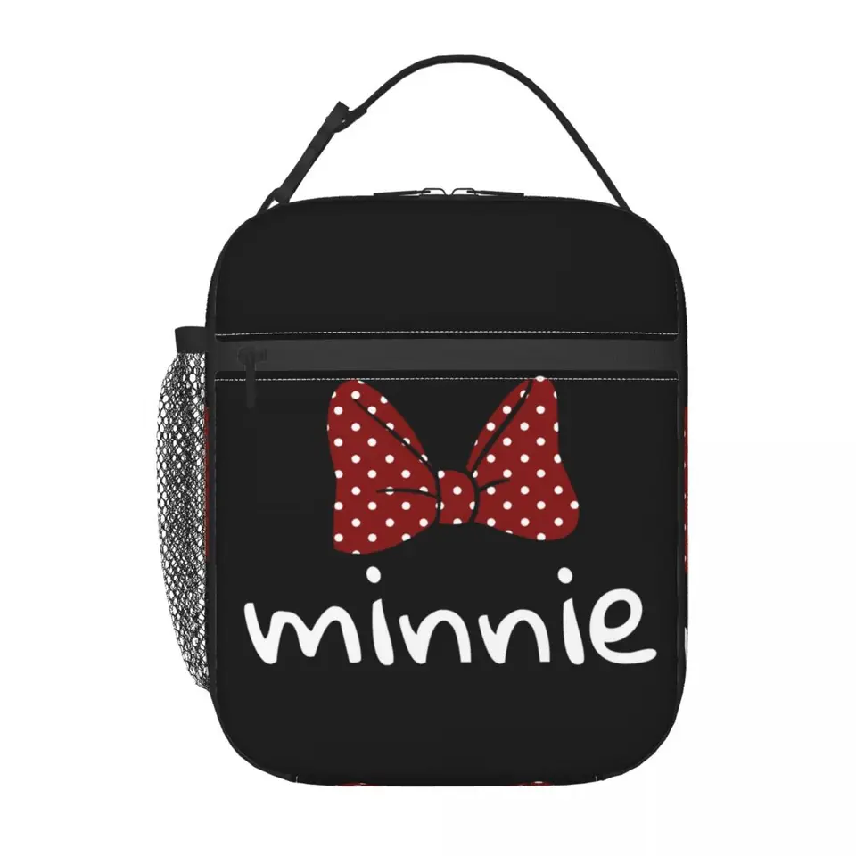 Karikatúra Minnie Resticitné obedové škatule pre ženy Multifunkcia anime myš Polka Dot Bow Thermal Cooler Food Izolovaná obedová taška