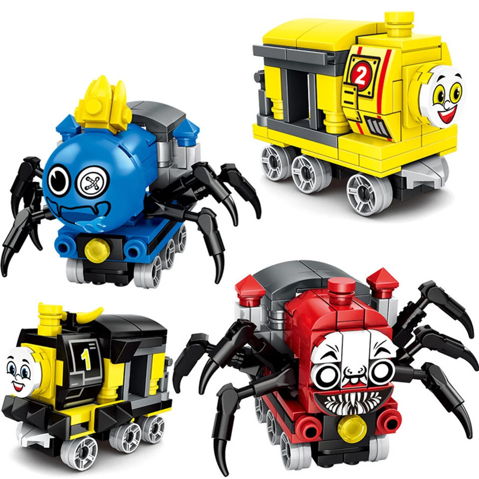 Karikatúra Monster Building Blocks Set Game Spider Train Moc Choo-Choo Charles Horors Parné vlaky Hračky pre deti Darček