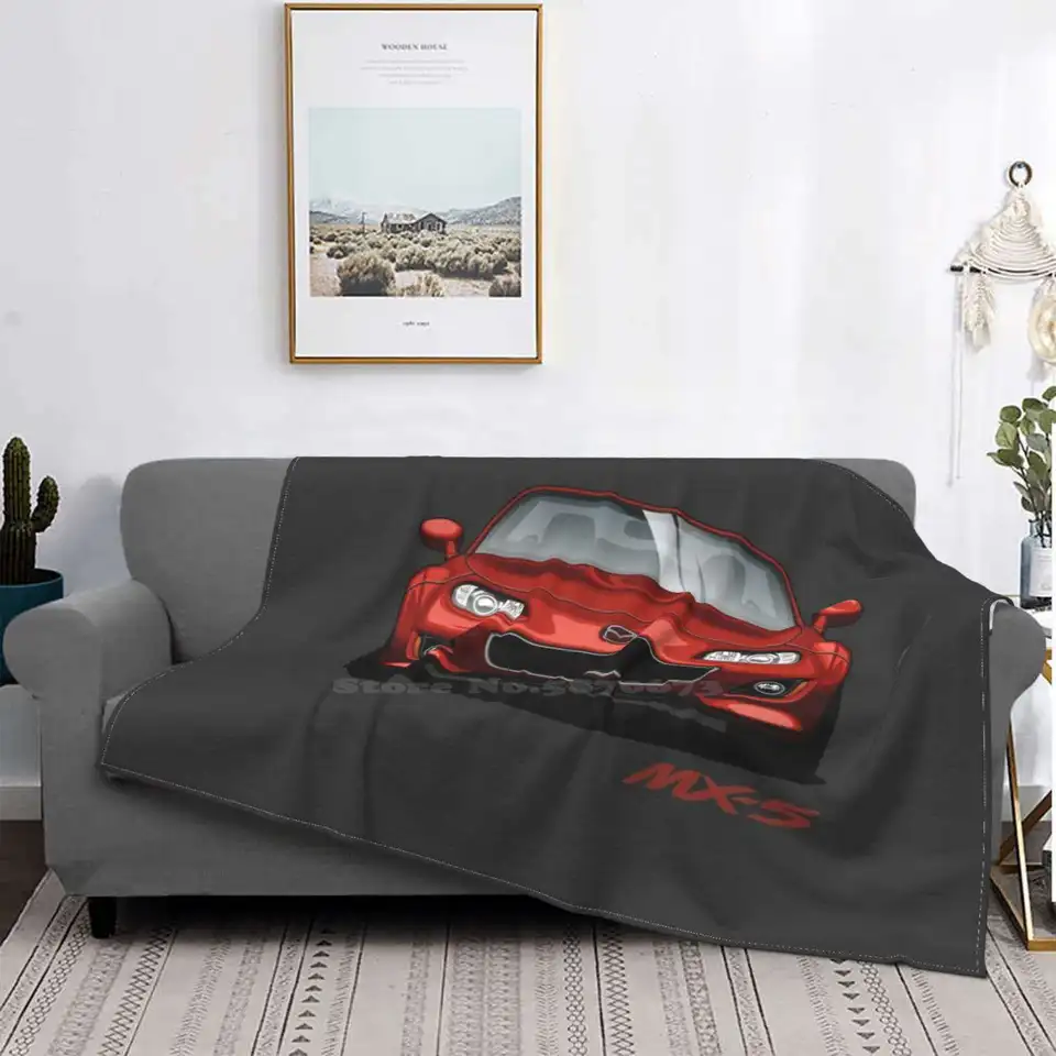 Karikatúra MX - 5 Miata NC Mäkká teplá prikrývka Pohovka/posteľ/cestovanie Láska Darčeky Moderný koncept Mockup