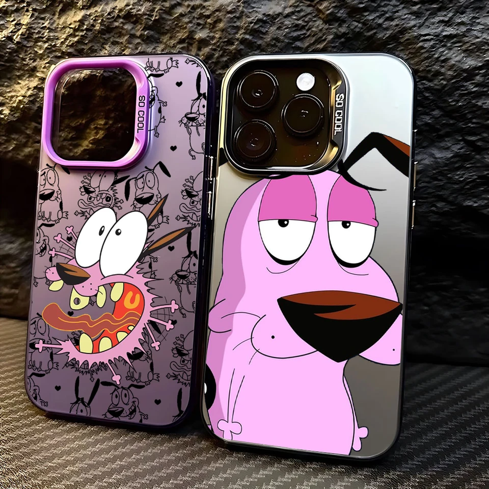 Karikatúra odvážne C-Cowardlys pre psie puzdro pre iPhone 16 15 14 13 12 11 Pro Max x xr xsmax 8 7 plus candy matný nárazový odolný