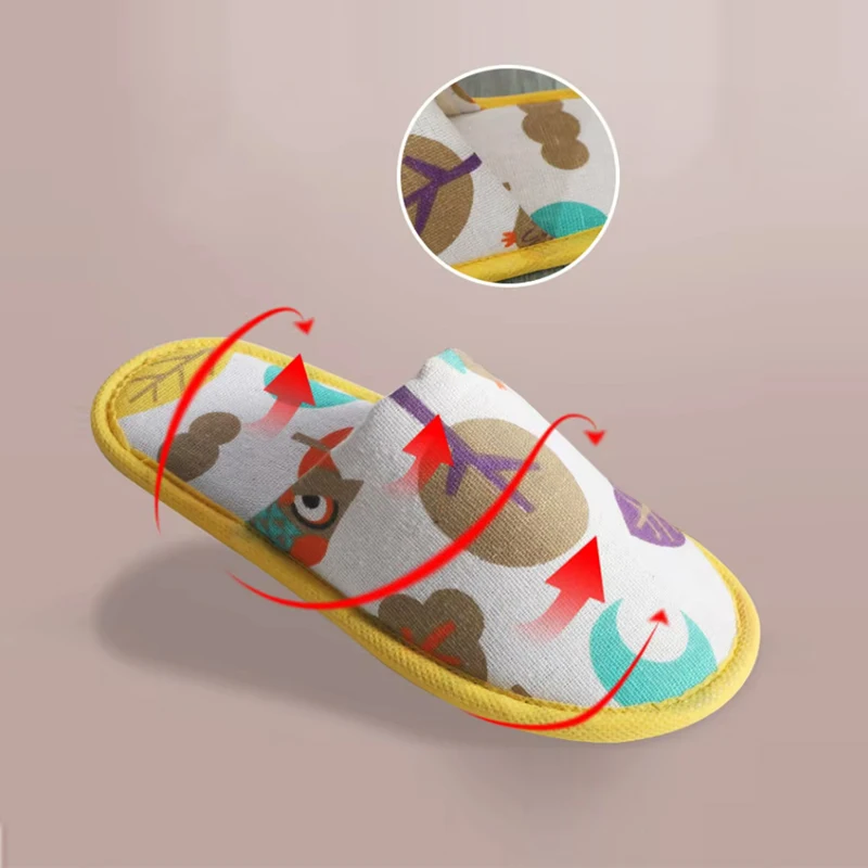 Karikatúra Owl Cat Deti jednorazové papuče Hotel cestovné mäkké chlapci Dievčatá Slipper Animals Cotton Home Guest Party Detské topánky