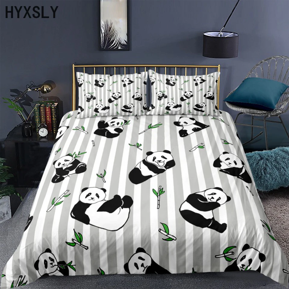 Karikatúra panda posteľná sada roztomilá tlačená zvieracia obliečka na obliečka a vankúšový pokrývok posteľné plátky 2/3ks deti detský darček